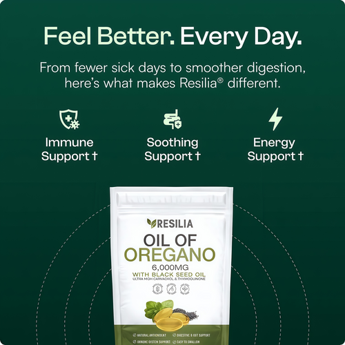Resilia Oil Of Oregano Softgels with Black Seed Oil Non-GMO,